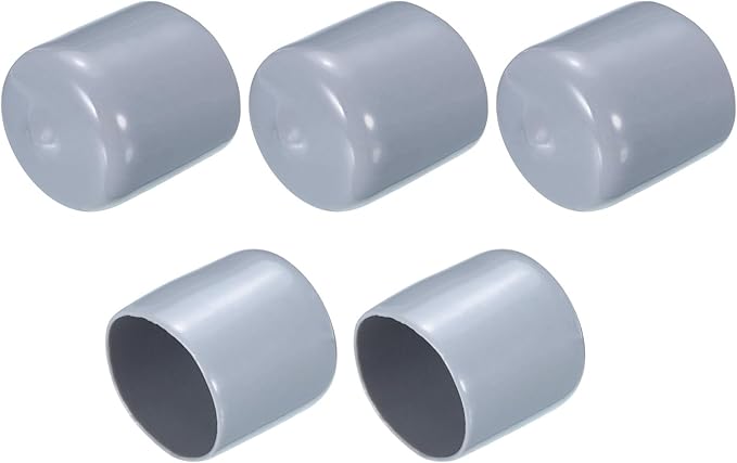 uxcell 5pcs Rubber End Caps 25mm(1") ID PVC Vinyl Round Tube Bolt Cap Cover Screw Thread Protectors Grey
