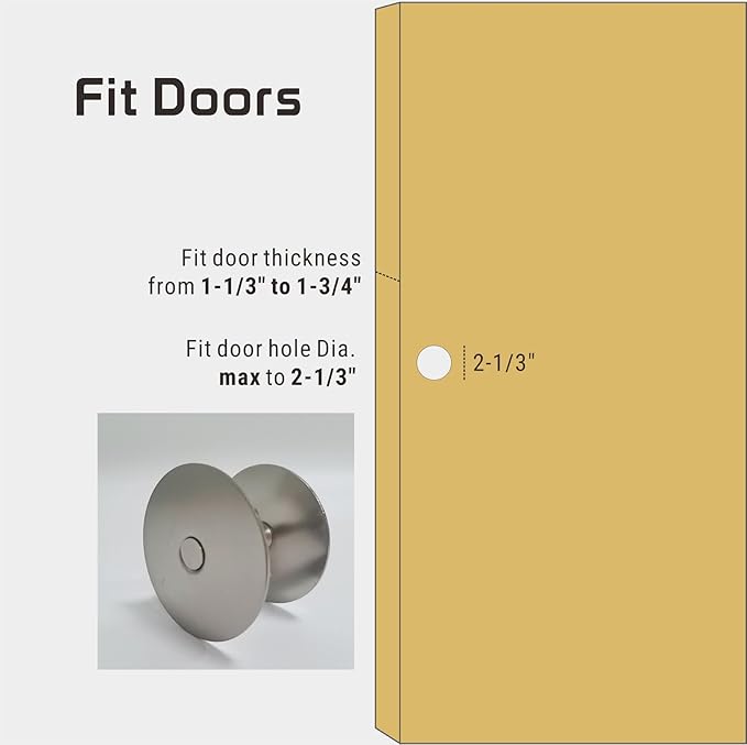 Door Knob Cover, 2-5/8" Diameter Solid Steel Deadbolt Cover Plate, Hole Filler Plate for Door Handle (1, Satin Nickel)