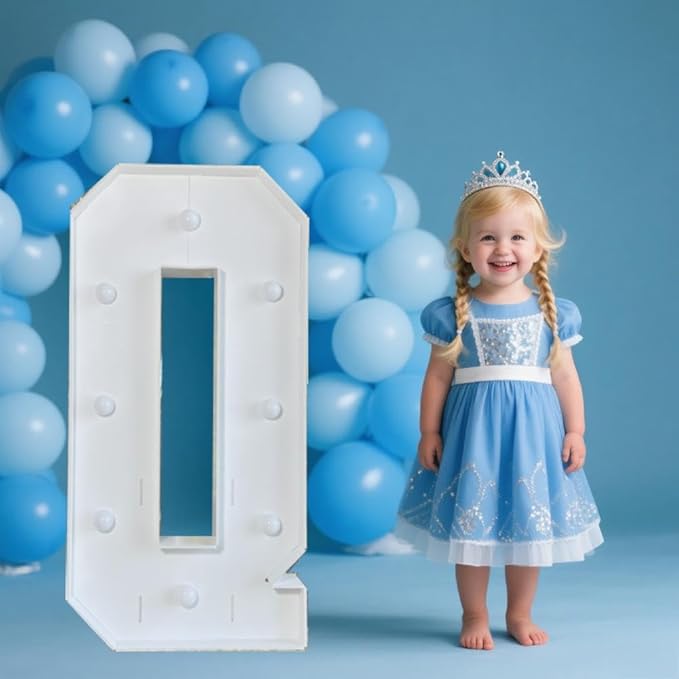 PRELIFE MEMORY 3FT/36 Inch Light Up Marquee Letter A-Z, White Frame KT Board Plug-in KT Board with Bracket White LED Party Decorative Light Decoration for Birthday Party Anniversary (Q)