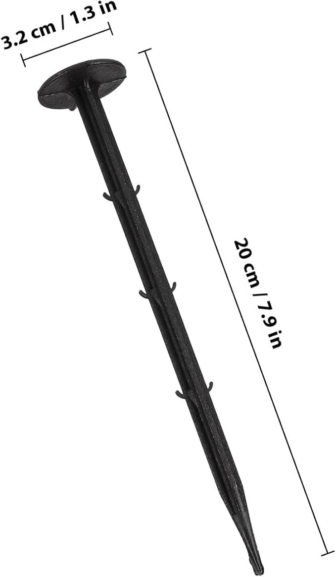 STOBAZA 100Pcs Plastic Ground Stakes Garden Pegs for Fixing Grass Cloth Sunshade Net Tarpaulin Landscape Anchors for Soil Sand Stone
