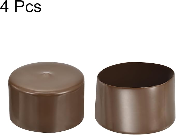 uxcell 4pcs Rubber End Caps 90mm(3 9/16") ID Vinyl Round Tube Bolt Cap Cover Screw Thread Protectors Brown, 50mm Height