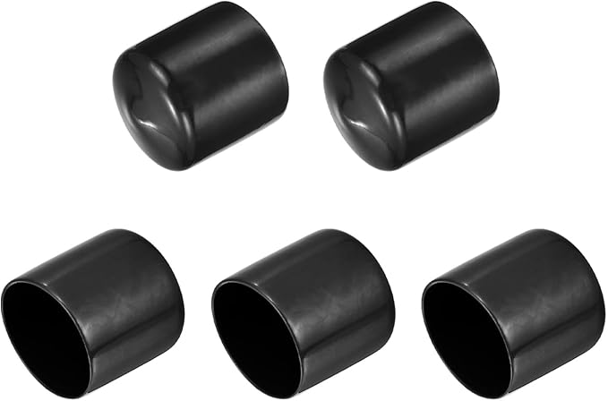 uxcell 5pcs Rubber End Caps 1 5/8"(41mm) ID Vinyl PVC Round Tube Bolt Cap Cover Screw Thread Protectors Black