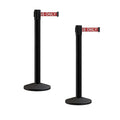 Crowd Control Warehouse CCW Series RBB-150 - Set of 2 Stanchion Retractable Belt Barriers - 16 Foot, RED"Authorized Access ONLY" White Letter Belt with Black Steel Post - Easy Assembly