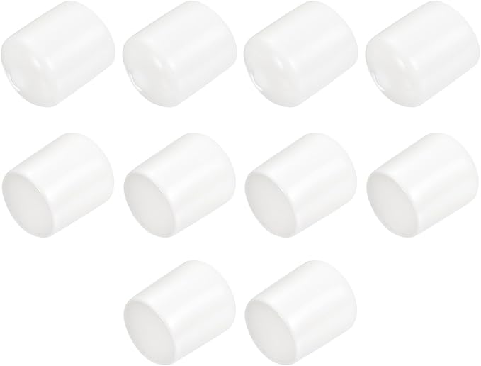 uxcell 10pcs Rubber End Caps 24mm ID Vinyl Round End Cap Cover Screw Thread Protectors White