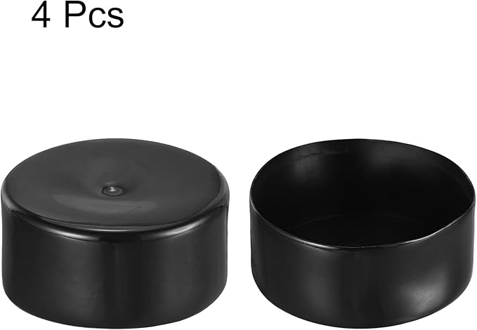 uxcell 4pcs Rubber End Caps 120mm ID Vinyl Round End Cap Cover Screw Thread Protectors Black, 50mm Height