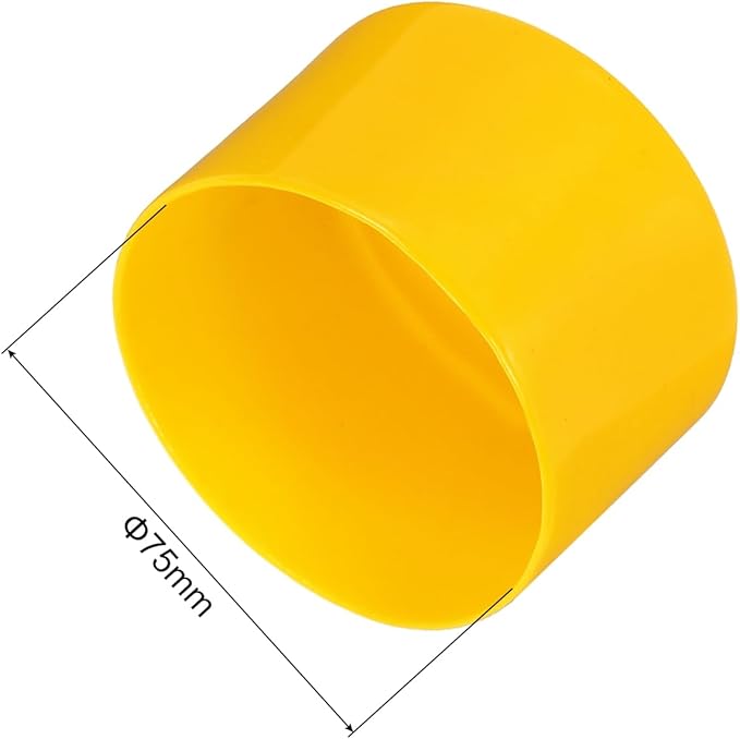 uxcell 10pcs Rubber End Caps 75mm(3 Inch) ID Vinyl Round End Cap Cover Screw Thread Protector Yellow