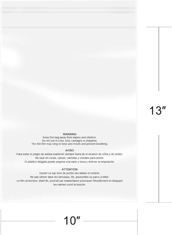 iMailer - 1000 Count - 10" x 13" Clear Poly Bags with Suffocation Warning Bags for Prints, Photos, Documents, Clothing, T-Shirt - Resealable Adhesive
