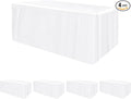 HolidayIdeas Fitted Tablecloths for 6 Foot Rectangle Table, Wrinkle Resistant Washable White Table Covers 30x72 Inch for Vendor Booth Display, Banquet, Trade Show, 4 Pcs