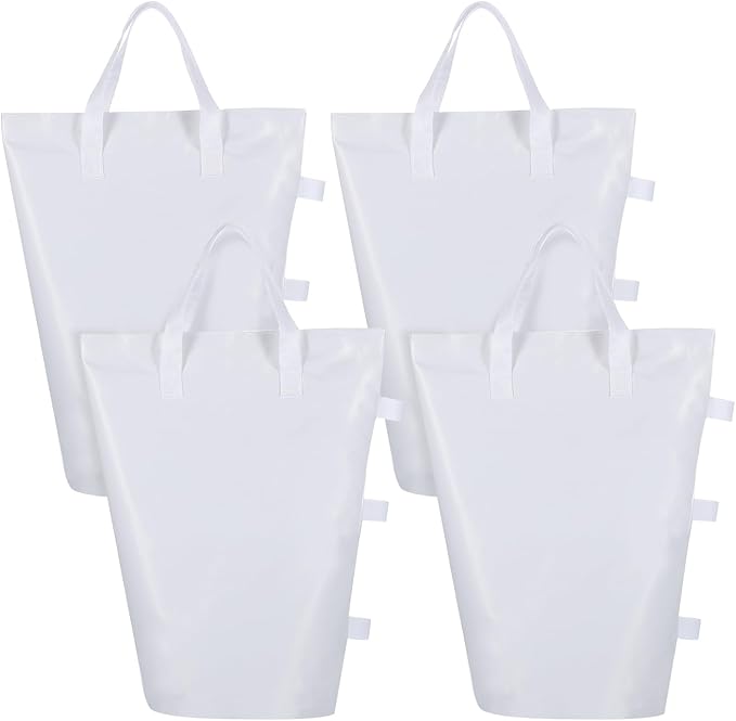 PATIKIL Canopy Weight Sand Bags, 4 Pack 112 Lbs Total Extra Large Weights Bags Waterproof Tent Leg Weights Sandbags for Outdoor Canopy Tent Sun Shelter Patio Ladder White (18x9")