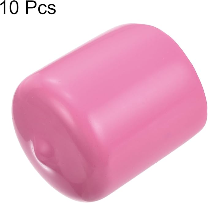uxcell 10pcs Rubber End Caps 24mm ID Vinyl Round End Cap Cover Screw Thread Protectors Pink