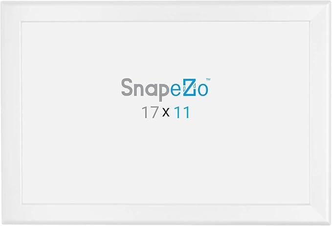SnapeZo Photo Frame 11x17, White, 1.25 Inch Aluminum Profile, Front-Loading Snap Frame, Wall Mounting, Professional Series