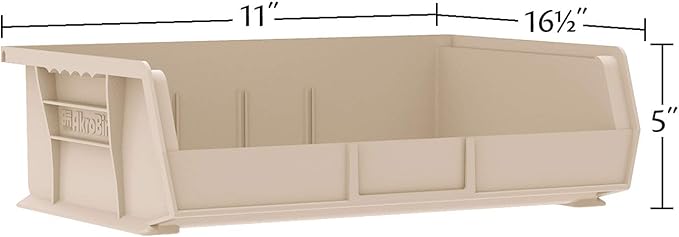 Akro-Mils 30255 AkroBins Plastic Storage Bins, Space-Saving Stackable Bins for Garage, Pantry, Craft Organization, 11-" x 16-" x 5-", Blue, 6-Pack