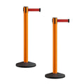 Crowd Control Warehouse CCW Series RBB-150 - Set of 2 Stanchion Retractable Belt Barriers - 16 Foot, Red Belt with Orange Post - Easy Assembly