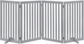 unipaws 36”H Free Standing Pet Gate for Dog Cat, Tall Wooden Dog Gates for Doorway, Stairs, Foldable Pet Fence for The House, Expandable Barrier, Indoor Use, Grey