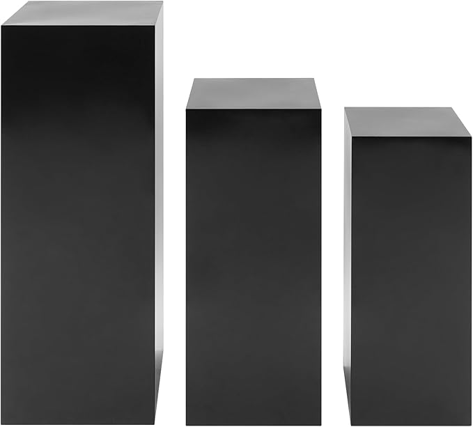 Eapmic Pedestal Stands for Party, Cake Pedestal Stand, Dessert Table Display Plinth Pillars, Sculpture Display Column Decoration Cube for Wedding Birthday (Black, Square-3Pcs(31.49"+25.59"+23.62"))