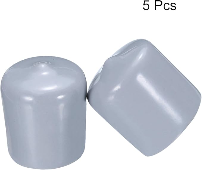 uxcell 5pcs Rubber End Caps 22mm(7/8") ID PVC Vinyl Round Tube Bolt Cap Cover Screw Thread Protectors Grey