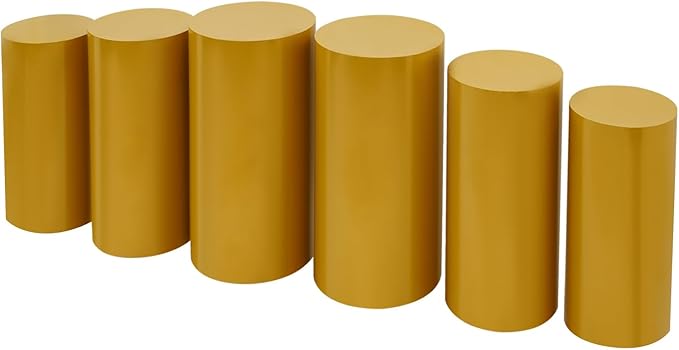 Cake Pedestal Stands for Party 6PCS Dessert Table Display Plinth Pillars Gold Round Cylinder Pedestal Stands for Wedding Sculpture Display Column Decoration Cube (6PCS-Cylinder-Gold)