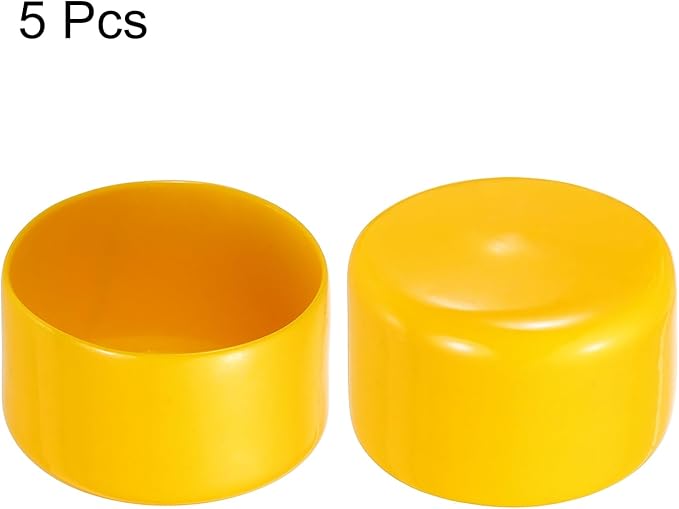 uxcell 5pcs Rubber End Caps 65mm(2.6 Inch) ID Vinyl PVC Round Tube Bolt Cap Cover Screw Thread Protectors Yellow