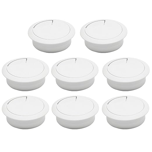 Desk Grommet 2" (50 mm), Desk Cord Hole Cover, Cable Grommet ABS Plastic, Desk Hole Grommet for Office and Home Table Cable, Detachable Adjustable Cable Cord Organizer (White 8 Pcs)