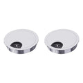 2 Pack Desk Grommet 2 Inch 50mm, Zinc Alloy Computer Desk Wire Hole Cover, Office Desktop Cord Cable Hole Metal Ring, Silver Tone