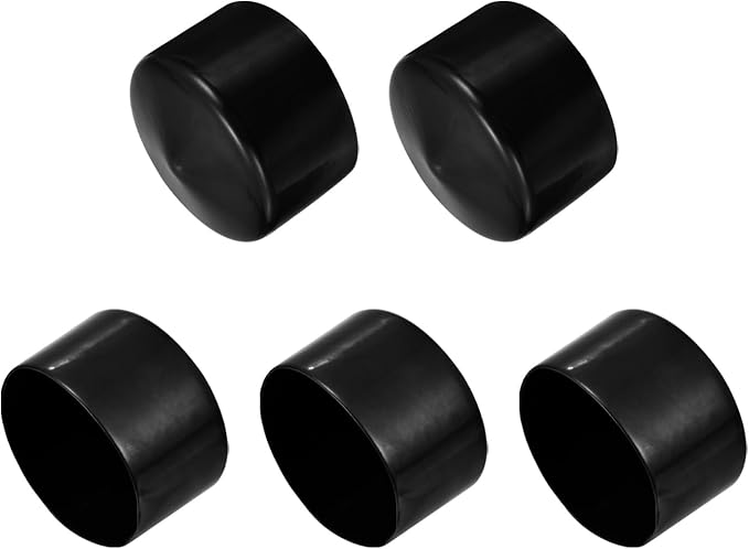 uxcell 5pcs Rubber End Caps 2 3/4"(70mm) ID Vinyl PVC Round Tube Bolt Cap Cover Screw Thread Protectors Black