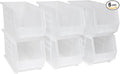 Akro-Mils 30260 AkroBins Plastic Storage Bins, Space-Saving Stackable Bins for Garage, Pantry, Craft Organization, 18" x 11" x 10", Clear, 6-Pack