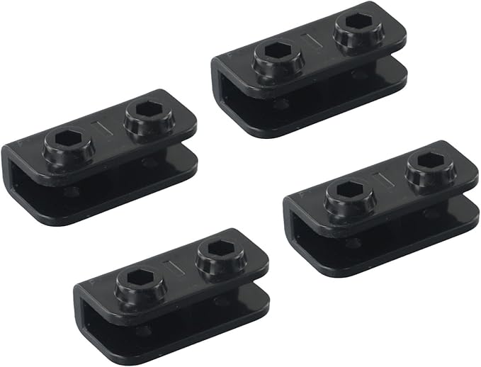Replacement Connector for Pop-Up Gazebo, Rectangular Bracket Set Compatible with Tent Gazebo, 2-Way Fit, Black, Fits Glass Fiber Support Pole, 1/4 Pack(4Pieces)
