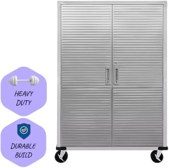 Heavy Duty Storage Solid Stainless Steel Cabinet with Lockable, Adjustable Shelf, Metal Garage Organizer (Granite, 48" W x 18" D x 72" H)