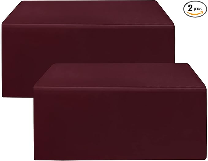 HolidayIdeas Fitted Burgundy Tablecloths - 72 x 30 Inch - 2 Pack Rectangle Table Clothes for 6 Foot Folding Tables, Polyester Fabric Table Cover for Trade Show, Craft Show, Events