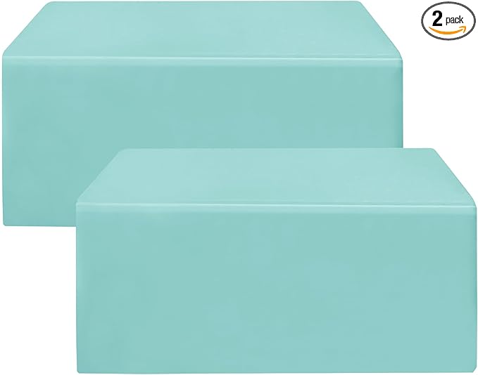 HolidayIdeas Fitted Table Covers for 6 Foot Tables - 72 x 30 Inch - 2 Pack Rectangle Table Clothes Polyester Fabric Table Cover for Folding Table, Parties, Holiday Dinner, Trade Show (Aqua)