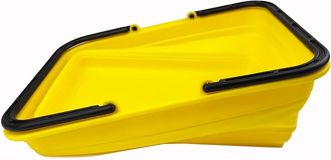SAMMART Collapsible Basket with Handle 8L (2.1 Gallon) - Portable Outdoor Picnic Basket/Crate - Foldable Basin for Washing Dishes,Camping,Hiking (Golden Yellow + Mandrain Red (Set of 2))