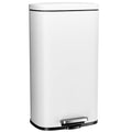 Arlopu 8 Gallon Step Trash Can, Stainless Steel Garbage Bin, Soft-Close Rubbish Bin with Removable Plastic Inner Bucket, Fingerprint-Proof, Lid Dustbin, Suit for Kitchen Home (White, 30L)