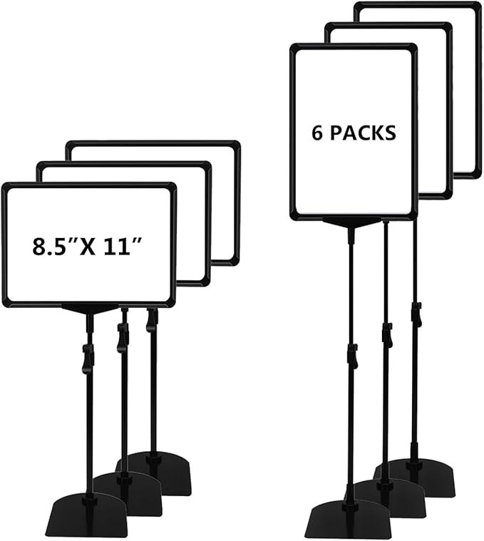 Sign Holder Stand 8.5 x 11,Sign Stand for Display,Adjustable Sign Holders For Table Top,Table Sign Holders,Suitable for indoor use (Black-6pcs)