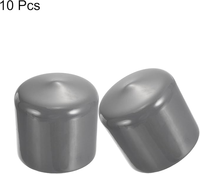 uxcell 10pcs Rubber End Caps 51mm ID Vinyl Round End Cap Cover Screw Thread Protectors Dark Grey