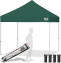 Eurmax USA Standard 10x10ft Patio Pop Up Canopy Tent for Outdoor Events Commercial Instant Canopies with Heavy Duty Roller Bag,Bonus 4 Canopy Sand Bags (Forest Green)