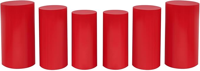 6Pcs Metal Pedestal Stand for Party, Large Red Cake Stand, Pedestal Display Plinth Pillars for Wedding Ceremony Birthday Party Art Decor, Column Decorative Cube for Wedding Dessert Table Display