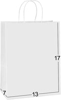 BagDream Kraft Paper Bags 13x7x17 50Pcs White Gift Bags with Handles Bulk Large for Shopping, Party Favors, Retail, Merchandise, Grocery Recyclable Paper Sacks