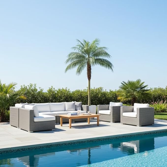 8 FT 1095LVS Fake Palm Tree,Tall Artificial Palm Trees for Outdoor Indoor Decor,Faux Phoenix Palm Plants for Outside Patio Pool Coastal Home Office Living Room