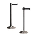 CCW Set of 2 Retractable Belt Barriers Stanchion, Polished Stainless Steel Post, RBB-100 (11 Foot Belt, Black Belt)