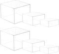 6 Pcs 3 Size Acrylic Cube Display Risers Acrylic Boxes Dessert Display Nesting Cubes, Buffet Risers with Hollow Bottom for Jewelry Collectibles Cosmetics Figures Show