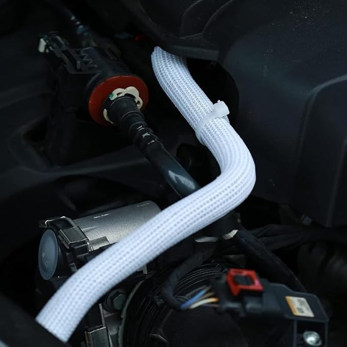 25Ft-1/4inch PET Expandable Braided Wire Sleeving,Wire Loom Cable Sleeve for TV,Computer,Home Theater,Automotive,Home Industrial,Electrical Wires,Chemical,Protect Cat from Chewing Cords,White