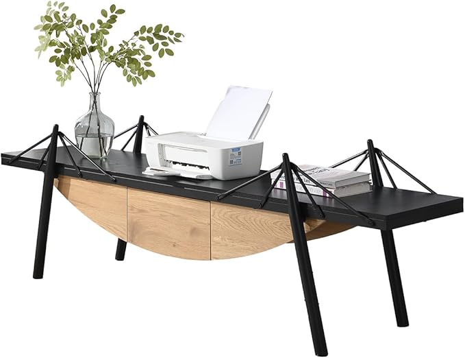 1 Tier Boat-Shaped Bookshelf, Stylish Bookcase with Drawer 70.9" Long Bookshelves for Storage Display Decor Easy Assembly Bookcase Furniture for Bedroom, Living Room and Home Office
