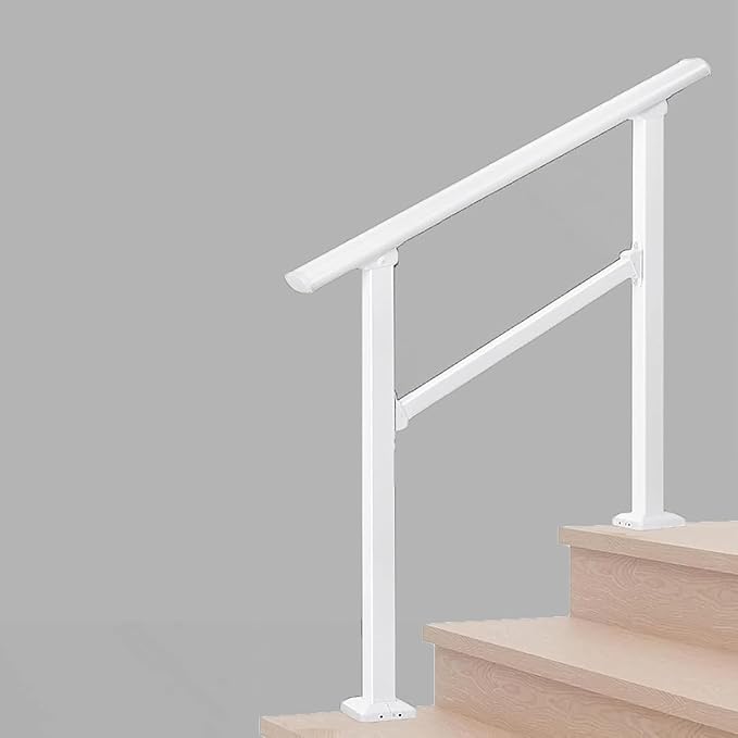 Hand Rails for Outdoor Steps,3 Step Stair Handrail & Indoor Stair Railing Kit，Metty Metal Railings for Outdoor Steps and Hand Rails for Seniors for Porch Railing