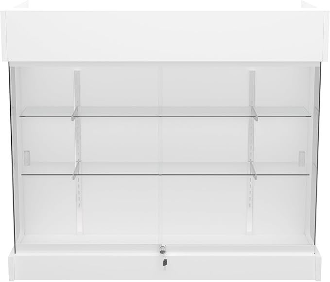 48" W x 22" D x 42" H - Retail Display Case,Ledgetop Counter with Showcase Front, White Retail Counter with Glass Display Cabinet