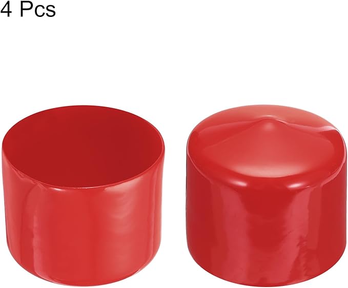 uxcell 4pcs Rubber End Caps 54mm ID Vinyl Round End Cap Cover Screw Thread Protectors Red, 40mm Height