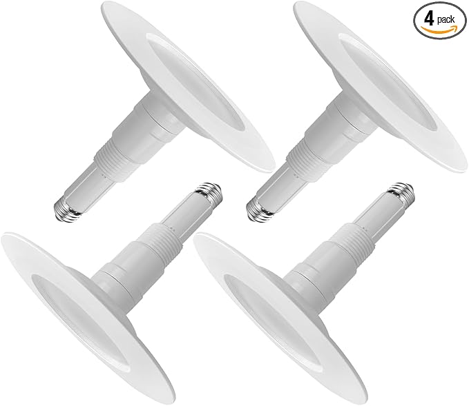 Jolux 4-Pack 5/6" Retrofit LED Recessed Lighting,60W,5000K Daylight,800 Lumens,Dimmable,Led Replacement can Lights,Simple Installation Adjustable Retrofit Downlight,ETL,E26 Base,Bevel Trim