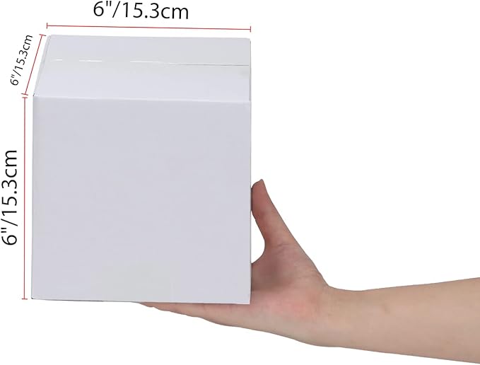 Calenzana 6x6x6 Inches Shipping Boxes Set of 40, White Corrugated Cardboard Box for Packing Mailing Small Business