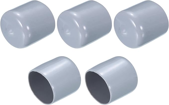 uxcell 5pcs Rubber End Caps 22mm(7/8") ID PVC Vinyl Round Tube Bolt Cap Cover Screw Thread Protectors Grey