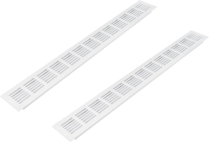 Vent Systems 19.69 x 2.36 Inch (Outer Size) Air Supply Ventilation Grille - Pack of 2 - White Aluminum Rectangle Intake/Exhaust Door Vent Deflector - HVAC for Home Improvement Floor, Wall Duct Cover