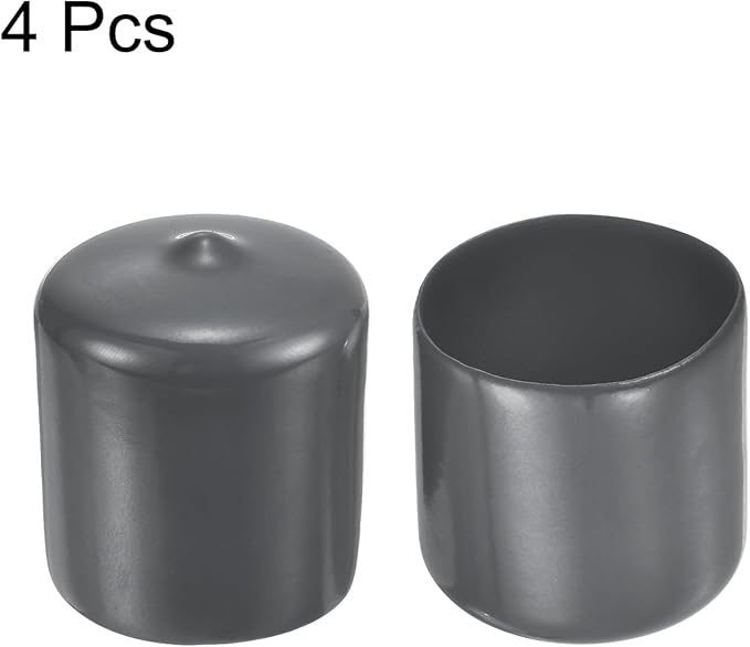 uxcell 4pcs Rubber End Caps 1 1/4"(32mm) ID Vinyl Round End Cap Cover Screw Thread Protectors Dark Grey, 30mm Height